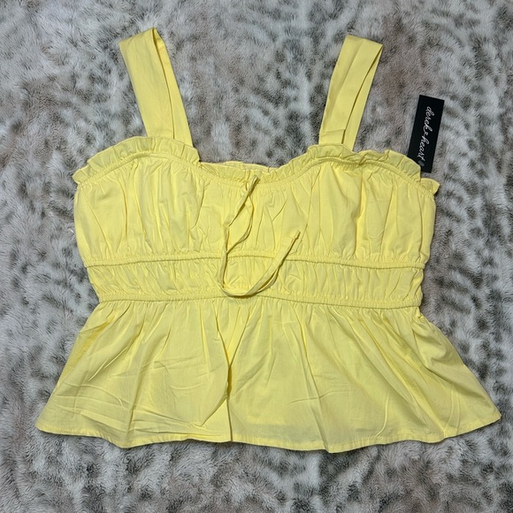 Derek Heart Tops - Derek Heart Women Blouse Top With Straps Large  Yellow 100% Cotton New